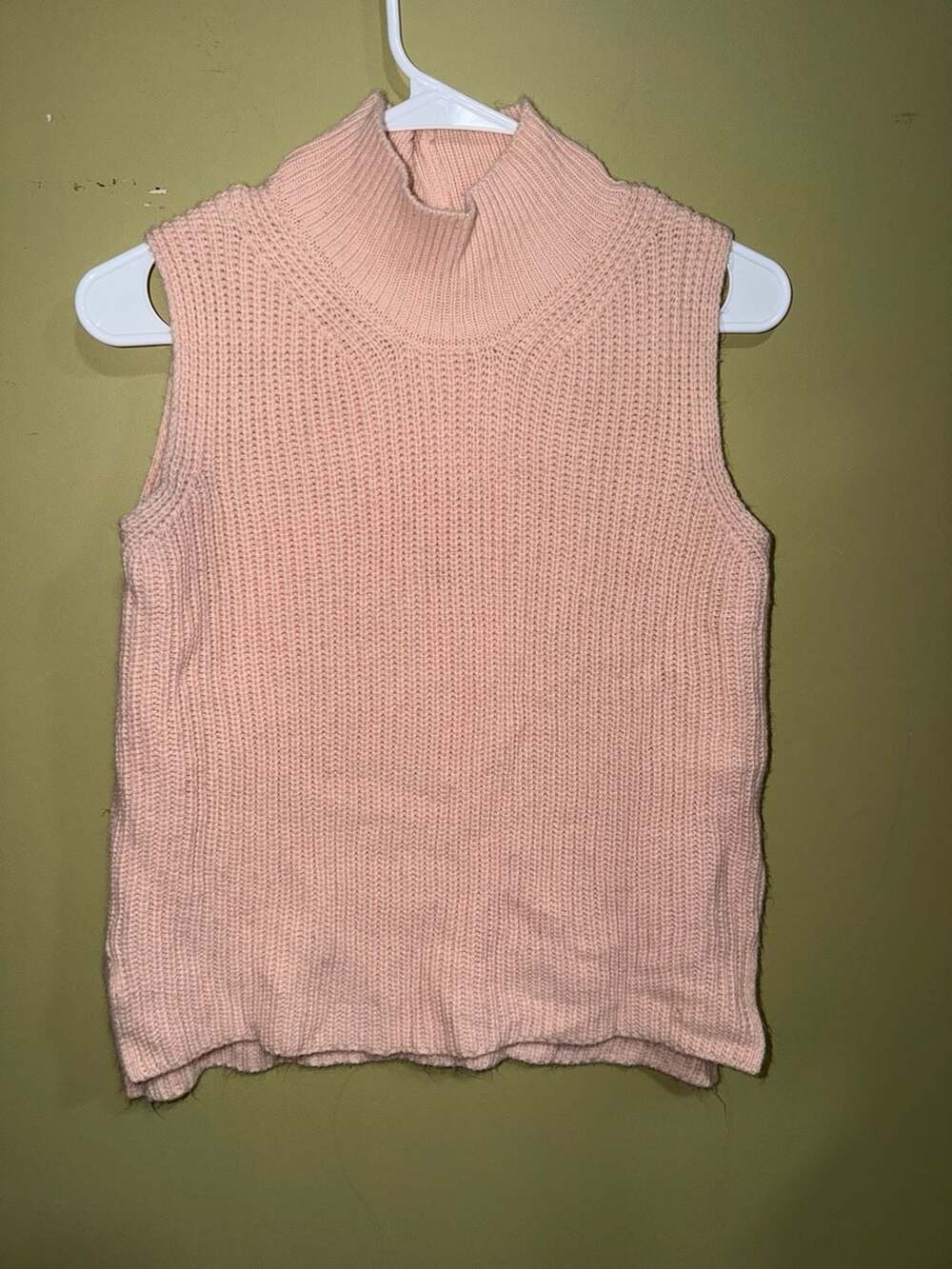 Dizzy Lizzy Pink Sleeveless Turtleneck Chunky Knit Sweater Size S